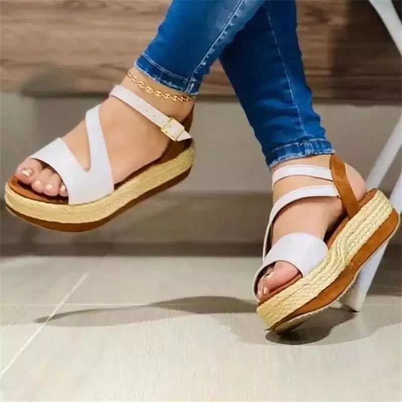 Ortho Welt Hollow Buckle Platform Sandals