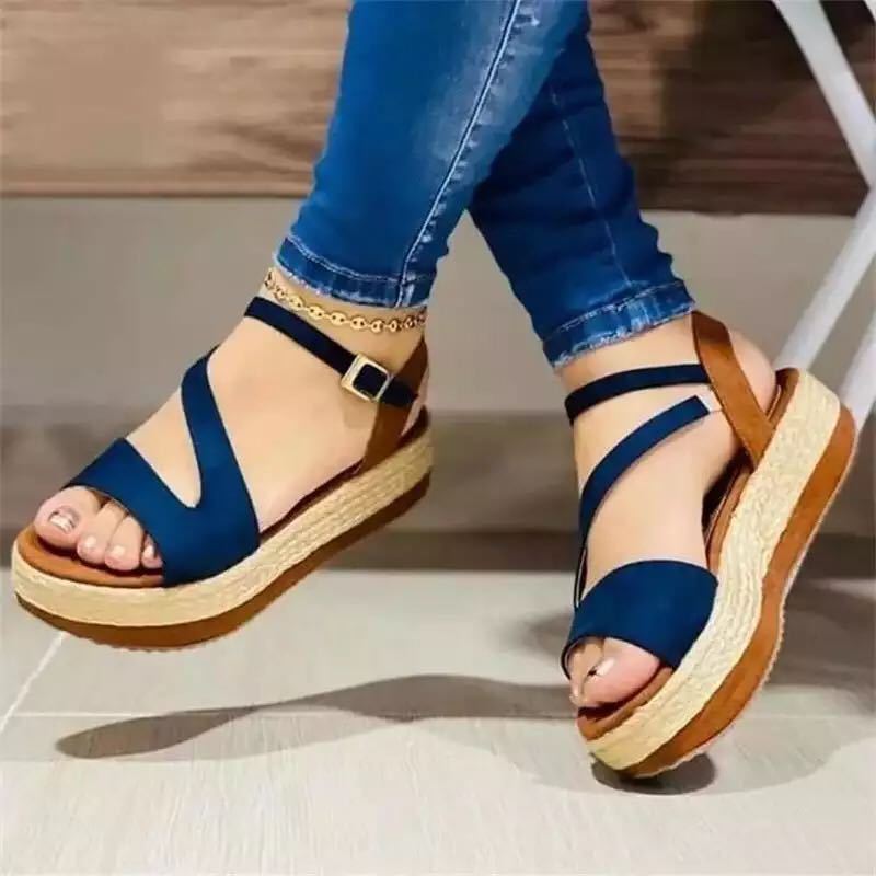 Ortho Welt Hollow Buckle Platform Sandals