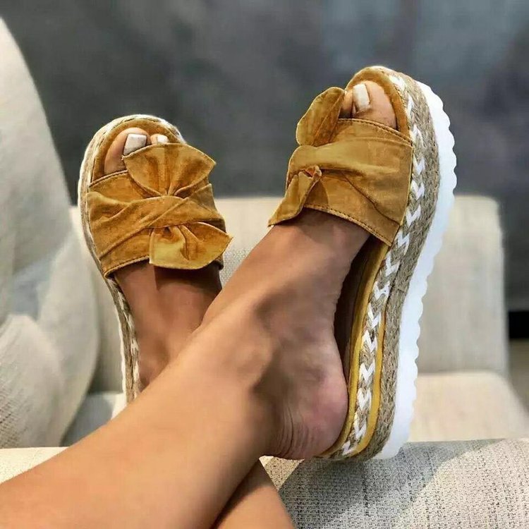 Ortho Welt Platform Sandals With Bow - Summer Uniqueness