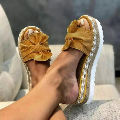 Ortho Welt Platform Sandals With Bow - Summer Uniqueness