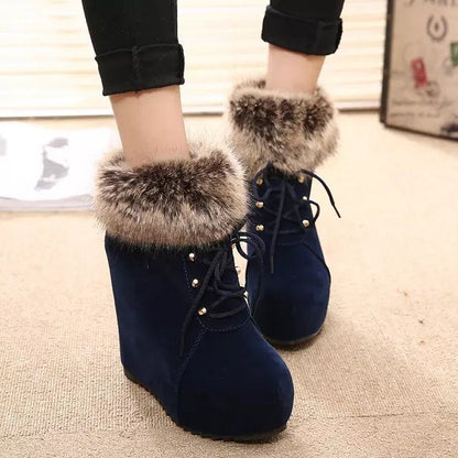 Ortho Welt Winter Boots - Suede Wedge & Faux Fur