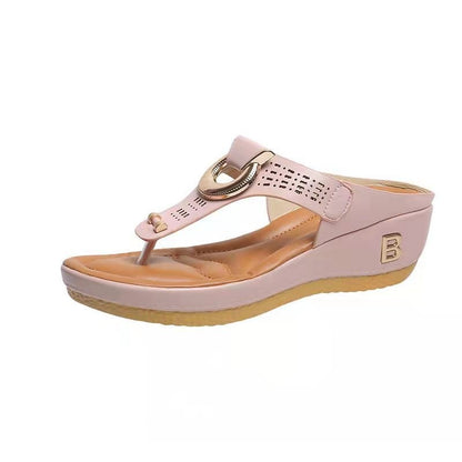 Ortho Welt High Heel Thong Sandals With Metallic Decorations