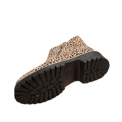 Ortho Welt Leopard Print Low Heel Boots - Unique Elegance