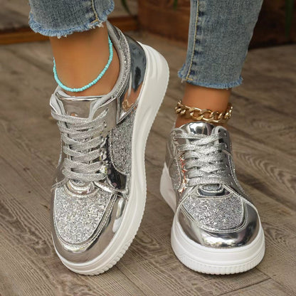 Ortho Welt Unique Sequined Lace-Up Flat Shoes