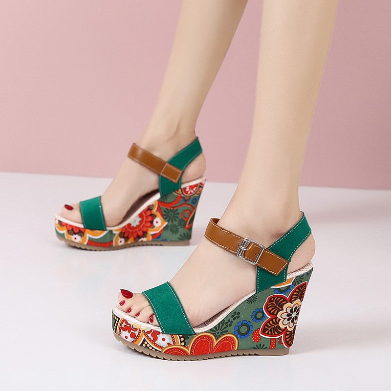 Ortho Welt Floral Embroidered High Heel Sandals - Unique Elegance