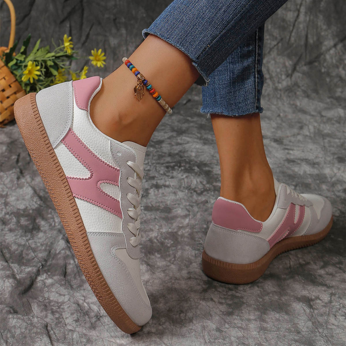 Ortho Welt Unique Colorblock Flat Shoes  -