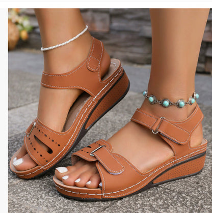 Ortho Welt Wedge Sandals - Orthopedic Comfort & Velcro
