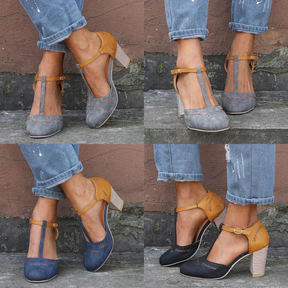 Ortho Welt Damen Pumps – Orthopedic T-Riemen Blockabsatz