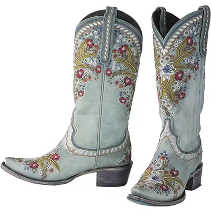 Ortho Welt Cowgirl Boots - Floral Embroidery & Orthopedic Sole