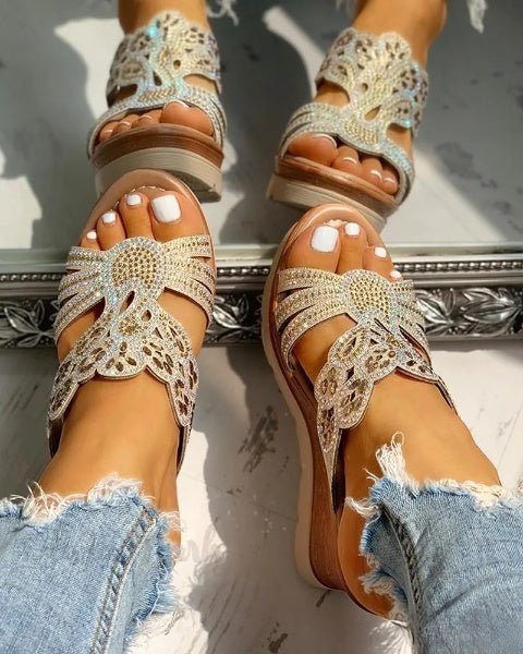 Ortho Welt Keilsandalen Damen - Orthopedic Blumen Cut-Out