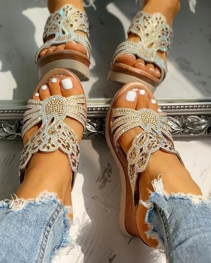 Ortho Welt Keilsandalen Damen - Orthopedic Blumen Cut-Out