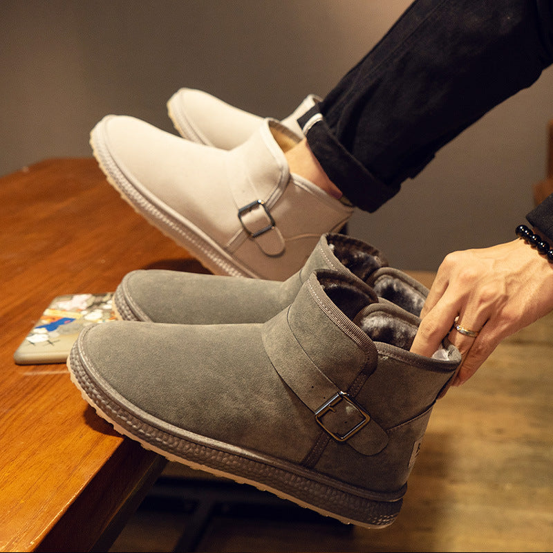 Ortho Welt Winter Boots - Suede, Fur Lining, Buckle Strap