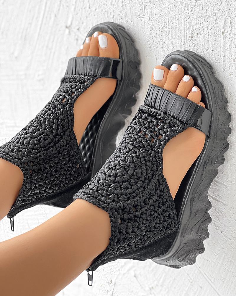 Ortho Welt Orthopedic Knit Platform Sandals - Breathable Cut-Outs