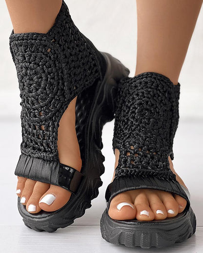 Ortho Welt Orthopedic Knit Platform Sandals - Breathable Cut-Outs