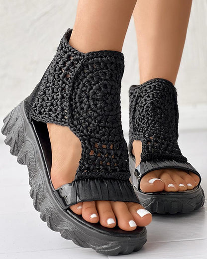 Ortho Welt Orthopedic Knit Platform Sandals - Breathable Cut-Outs