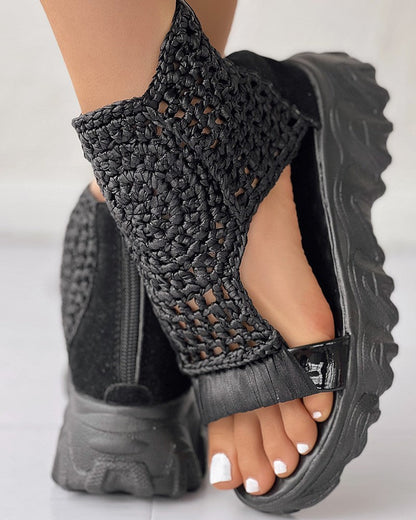 Ortho Welt Orthopedic Knit Platform Sandals - Breathable Cut-Outs