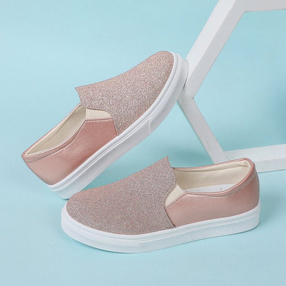 Ortho Welt Round-Toe Flat Shoes With Sequins - Unique Elegance