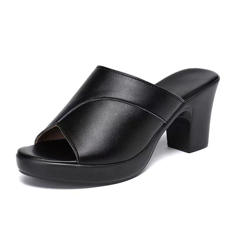 Ortho Welt Soft Leather Non-Slip Heeled Sandals