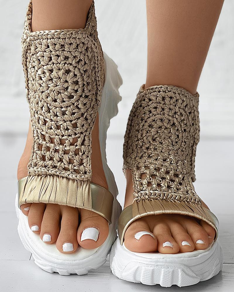 Ortho Welt Orthopedic Knit Platform Sandals - Breathable Cut-Outs
