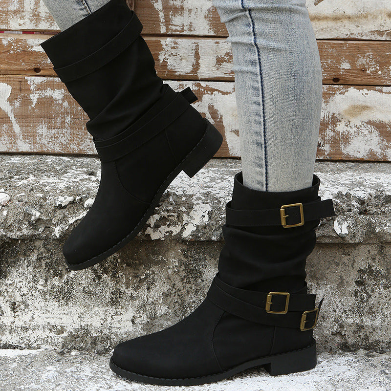 Ortho Welt Vintage Low Heel Boots With Adjustable Buckle