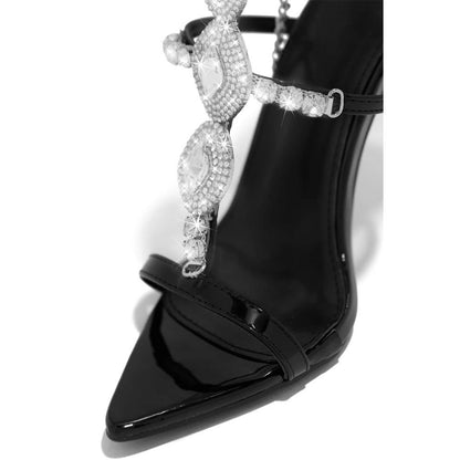 Ortho Welt Gold Rhinestone Stiletto Sandals - Unique Elegance