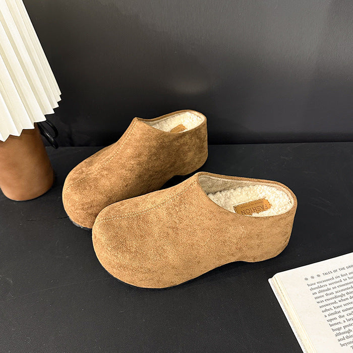 Ortho Welt Trendy Chunky-Heeled Slippers With Faux Fur Lining