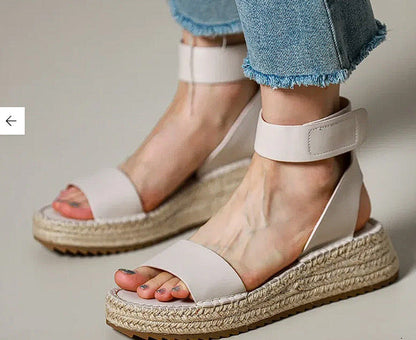 Ortho Welt Vintage Flat Sandals In Braided Leather With A Wedge Heel