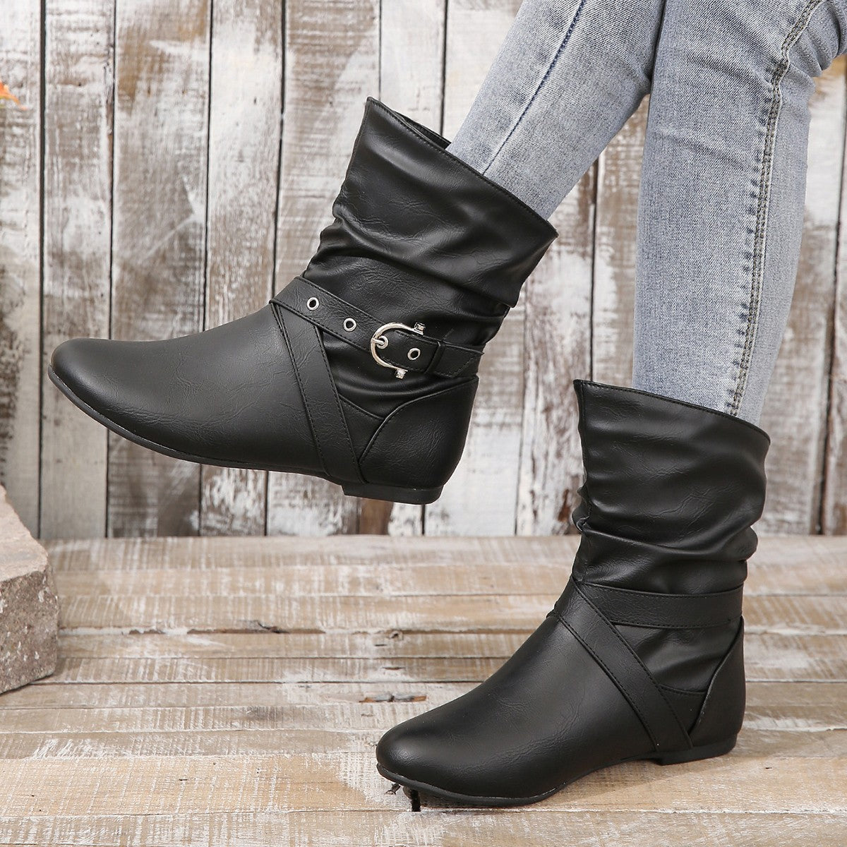 Ortho Welt Ankle Boots - Orthopedic, Round Toe, Flat Buckle
