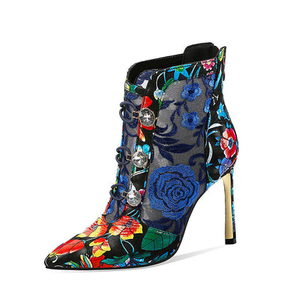 Ortho Welt Leder-Stiefeletten – Orthopedic Blumenmuster