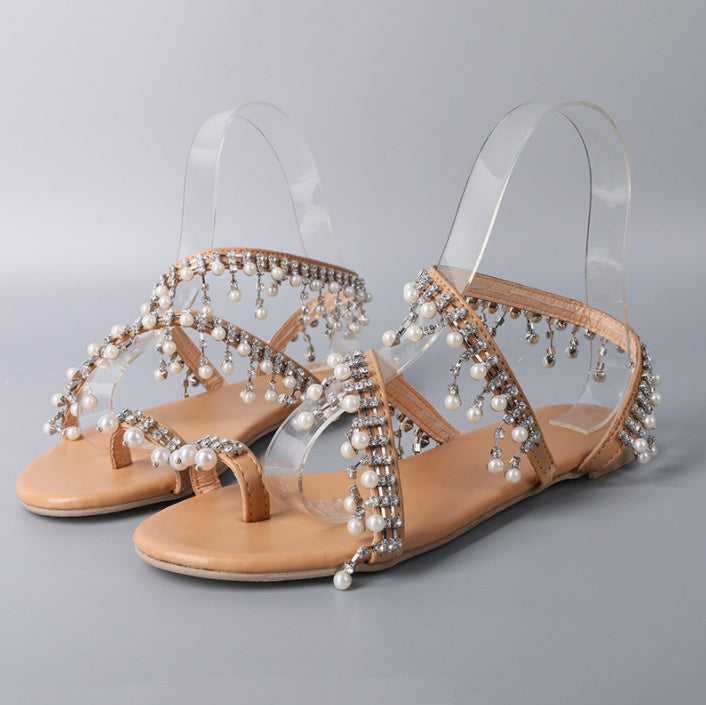 Ortho Welt Handcrafted Roman Sandals With Beads  - Unique