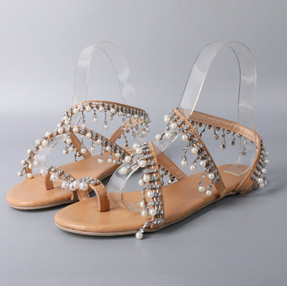Ortho Welt Handcrafted Roman Sandals With Beads  - Unique