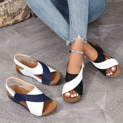 Ortho Welt Damen-Sandalen - Orthopädisch Farbblock Komfort