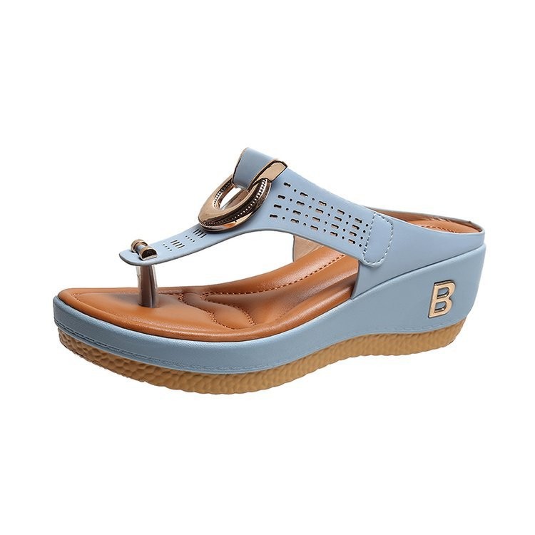 Ortho Welt High Heel Thong Sandals With Metallic Decorations