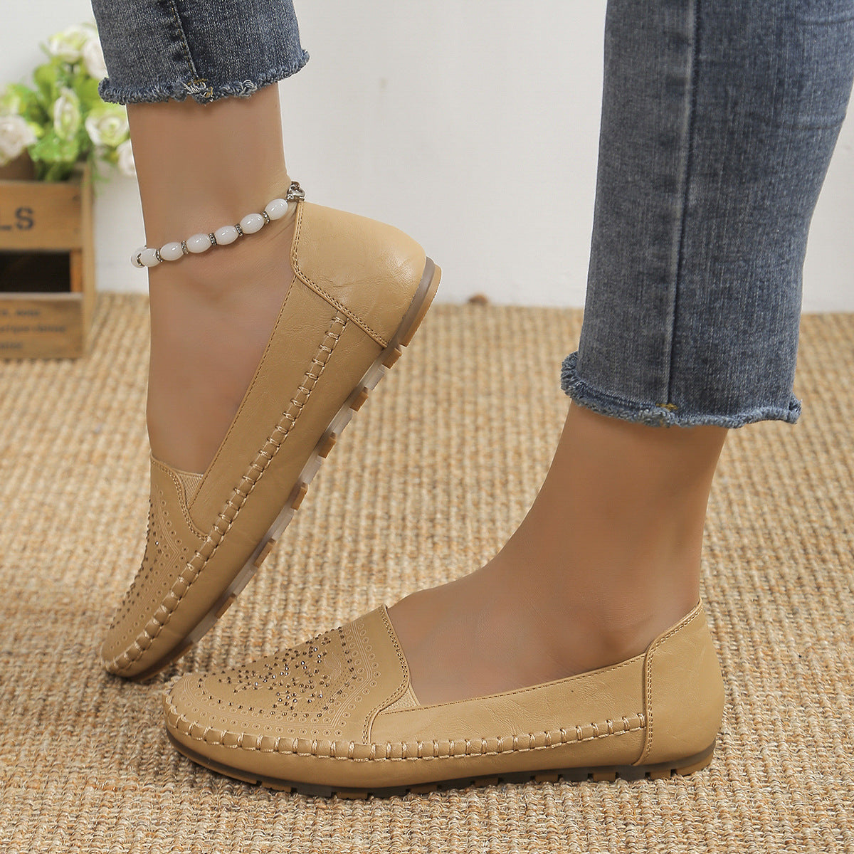 Ortho Welt Casual Gommino Handmade Shoes In Solid Color