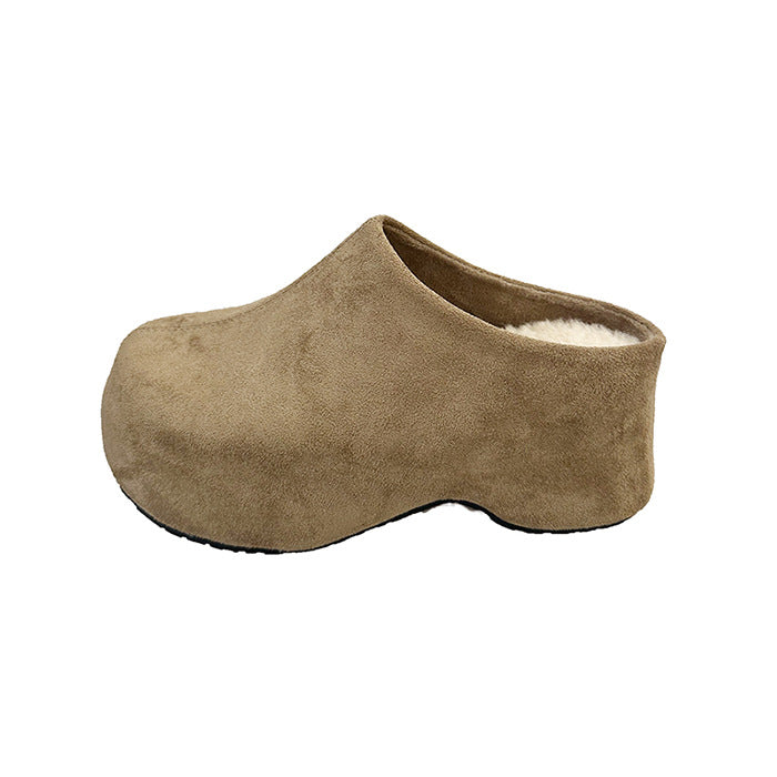 Ortho Welt Trendy Chunky-Heeled Slippers With Faux Fur Lining