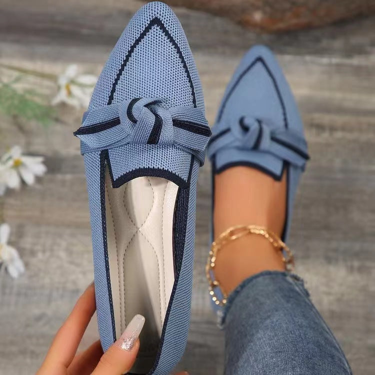 Ortho Welt Pointed Toe Flat Shoes With Bow