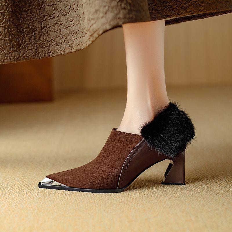 Ortho Welt Chic Retro Heeled Shoes With Zipper And Unique Elegance