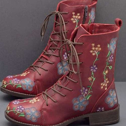 Ortho Welt Orthopedic Boots - Embroidered Square Heel