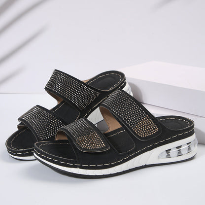 Ortho Welt Unique Wedge Sandals With Rhinestones For Summer