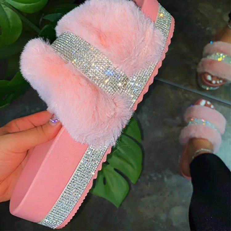 Ortho Welt Fluffy Bling Slippers - Unique Style And Comfort