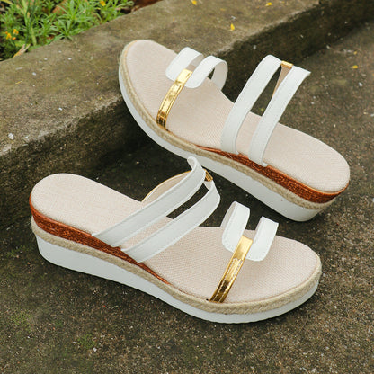 Ortho Welt Unique Colorblock Wedge Sandals For Summer -