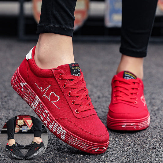 Ortho Welt Love Print Canvas Shoes For Couples - Unique And Trendy