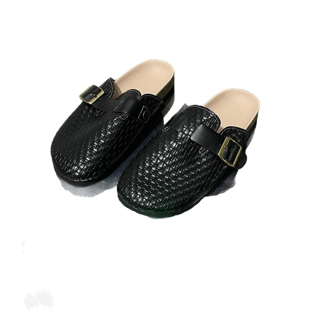 Ortho Welt Leather Mules With A Single Buckle And Cork Sole