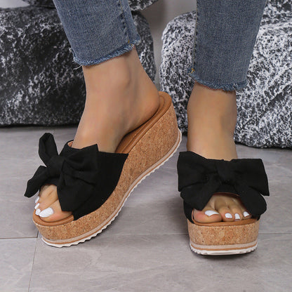 Ortho Welt Wedge Slippers - Orthopedic Leopard Bow