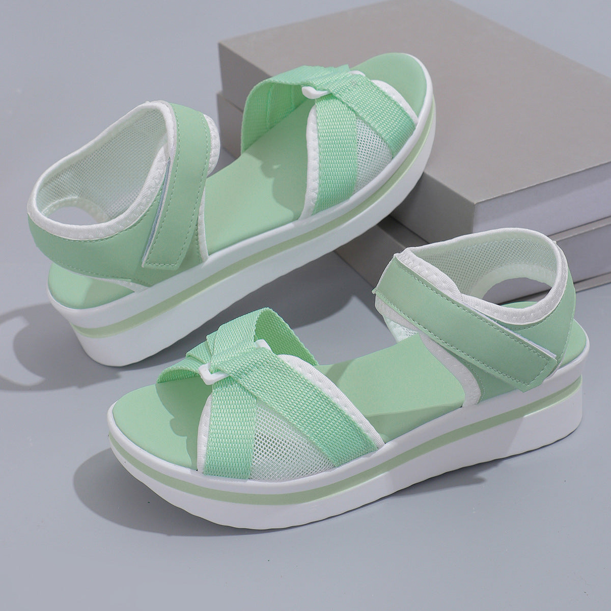 Ortho Welt Summer Mesh Sandals With Thick Sole And Velcro