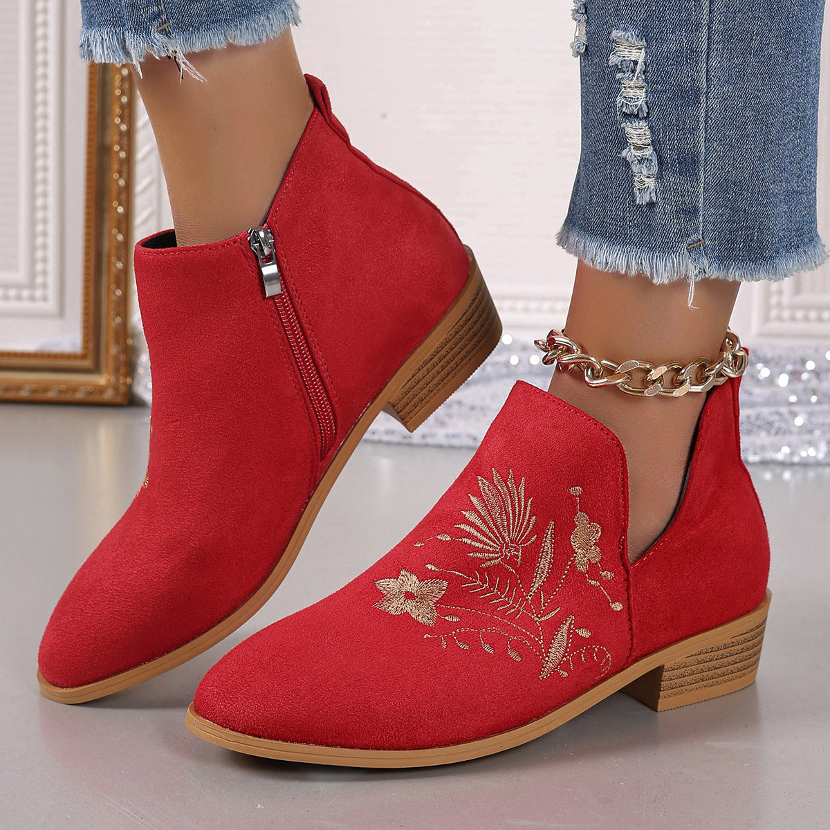 Ortho Welt Printed Short Boots - Orthopedic Comfort