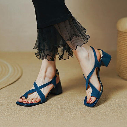 Ortho Welt Chunky Heeled Sandals With Criss-Cross Straps