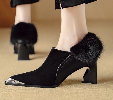 Ortho Welt Chic Retro Heeled Shoes With Zipper And Unique Elegance