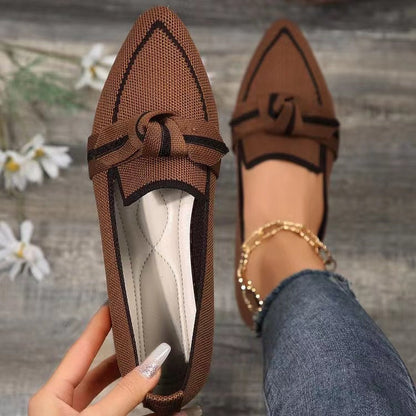 Ortho Welt Pointed Toe Flat Shoes With Bow