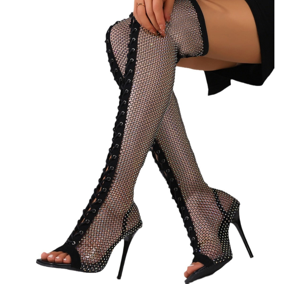 Ortho Welt Overknee Boots - Orthopedic Crystal Mesh